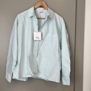 Djerf Avenue Breezy Shirt Green Stripe NEW